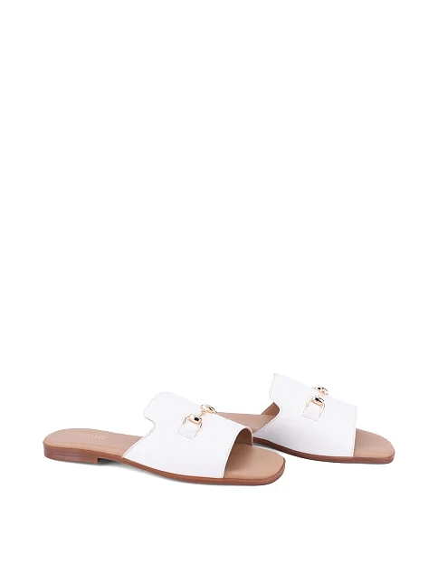 Жіночі шльопанці Attizzare шкіряні білі - фото 3 - Miraton