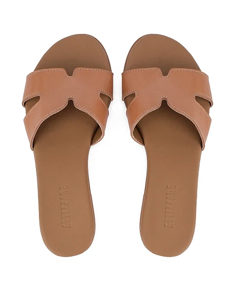 Жіночі шльопанці шкіряні коричневі - фото 2 - Miraton