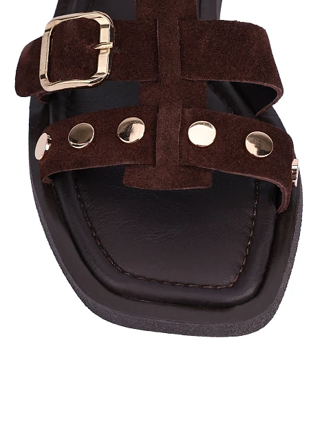 Женские сандалии велюровые коричневые - фото 2 - Miraton