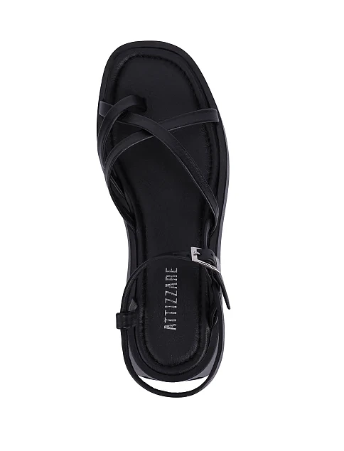 Женские босоножки кожаные черные - фото 2 - Miraton