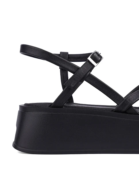 Женские босоножки кожаные черные - фото 5 - Miraton