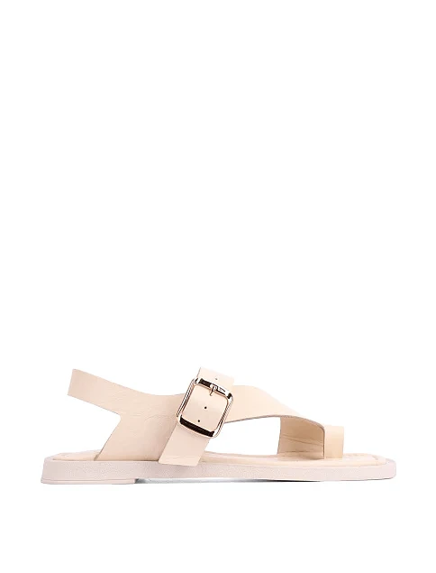 Женские сандалии кожаные рисового цвета - фото 1 - Miraton