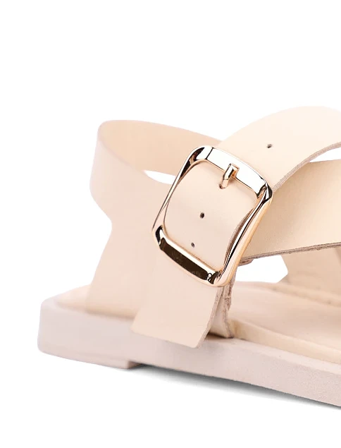 Женские сандалии кожаные рисового цвета - фото 5 - Miraton