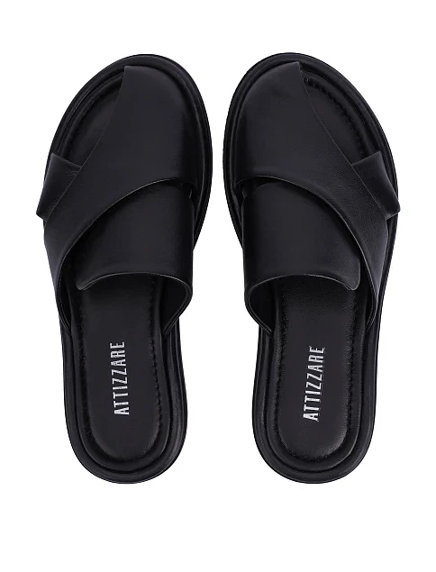 Женские слиперы кожаные черные - фото 2 - Miraton