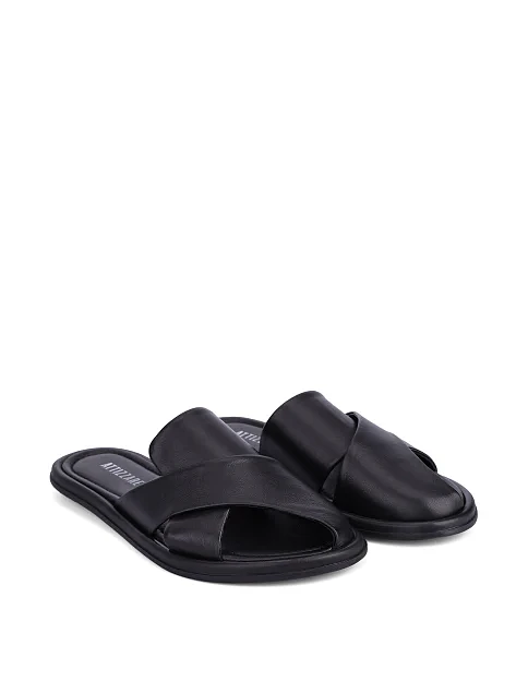 Женские слиперы кожаные черные - фото 3 - Miraton