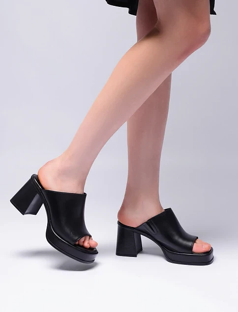 Жіночі сабо шкіряні чорні - фото 2 - Miraton