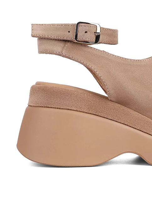 Женские босоножки велюровые бежевые - фото 2 - Miraton