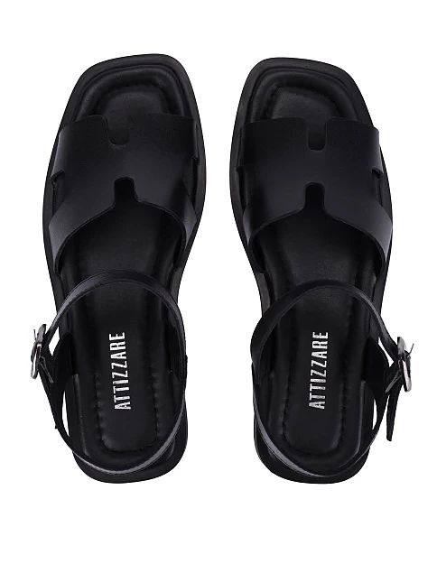 Женские сандалии кожаные черные - фото 2 - Miraton