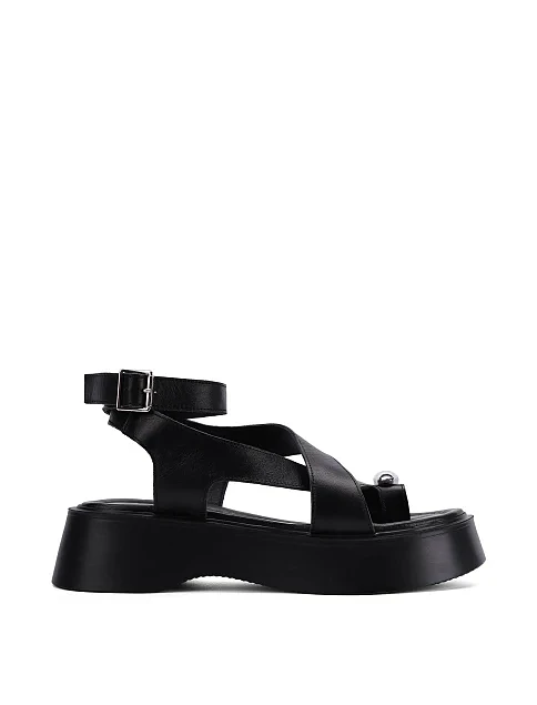 Женские босоножки кожаные черные - фото 1 - Miraton