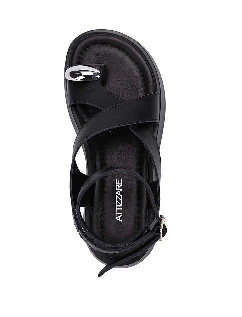 Женские босоножки кожаные черные - фото 2 - Miraton