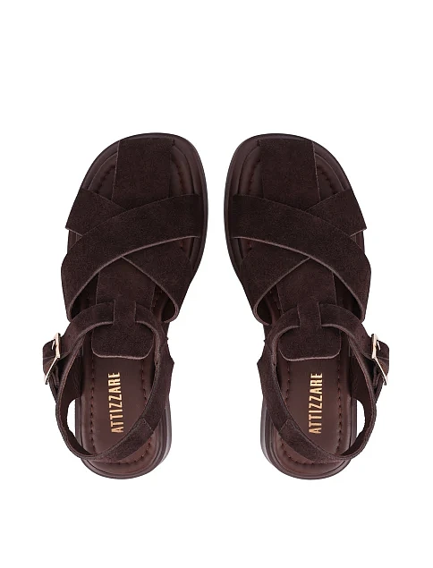 Жіночі сандалі велюрові коричневі - фото 2 - Miraton