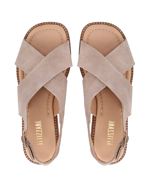 Женские сандалии велюровые бежевые - фото 2 - Miraton