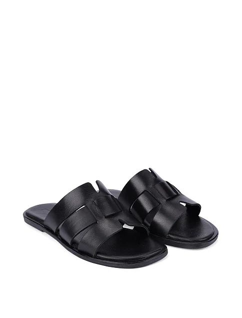 Женские шлепанцы кожаные черные - фото 3 - Miraton