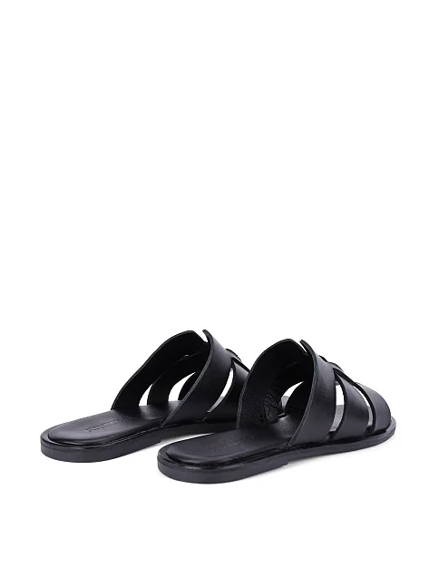 Женские шлепанцы кожаные черные - фото 4 - Miraton