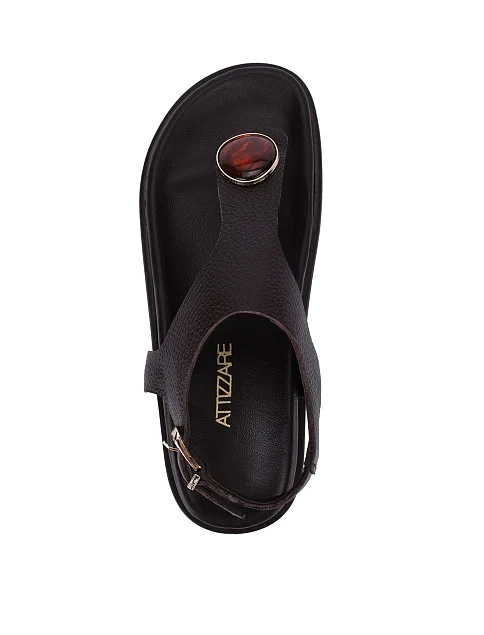 Женские сандалии кожаные коричневые - фото 2 - Miraton