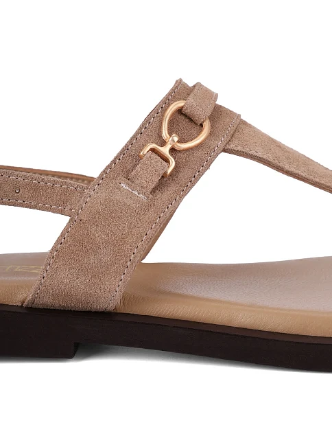 Женские сандалии кожаные бежевые - фото 5 - Miraton