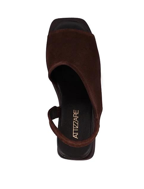 Женские босоножки велюровые коричневые - фото 2 - Miraton