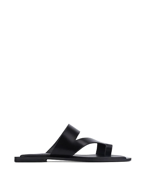 Женские шлепанцы кожаные черные - фото 1 - Miraton