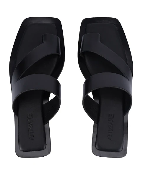 Женские шлепанцы кожаные черные - фото 2 - Miraton