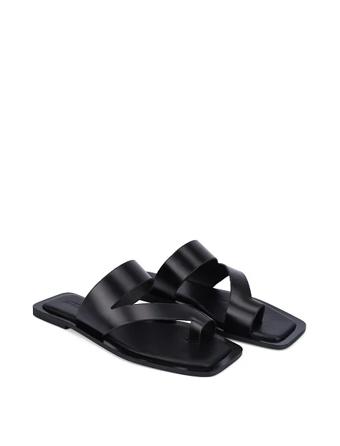 Женские шлепанцы кожаные черные - фото 3 - Miraton