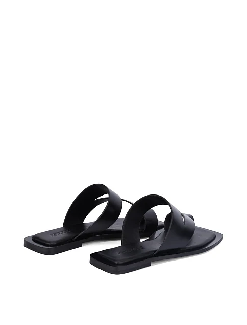 Женские шлепанцы кожаные черные - фото 4 - Miraton