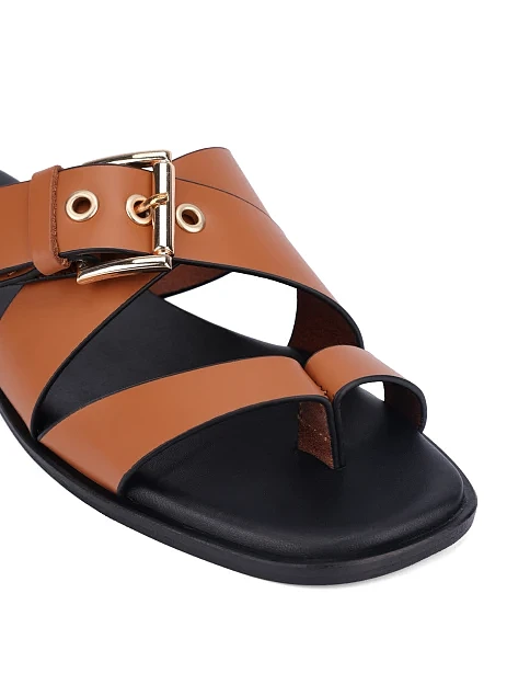 Женские шлепанцы кожаные коричневые - фото 5 - Miraton