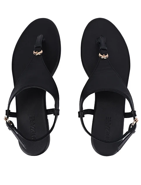 Женские сандалии кожаные черные - фото 2 - Miraton