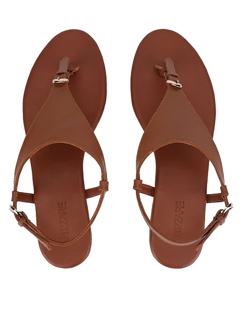 Женские сандалии кожаные коричневые - фото 2 - Miraton