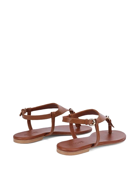 Женские сандалии кожаные коричневые - фото 4 - Miraton