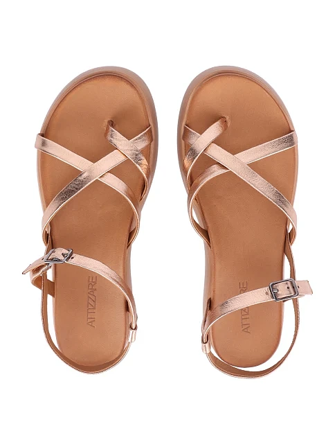 Жіночі сандалі шкіряні золотого кольору - фото 2 - Miraton