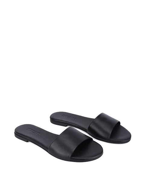 Жіночі шльопанці шкіряні чорні - фото 3 - Miraton