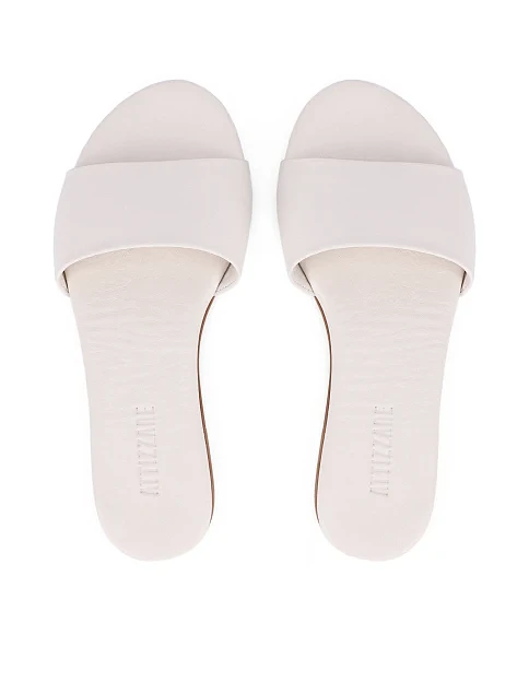 Жіночі шльопанці шкіряні рисового кольору - фото 2 - Miraton