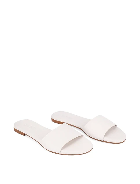 Жіночі шльопанці шкіряні рисового кольору - фото 3 - Miraton