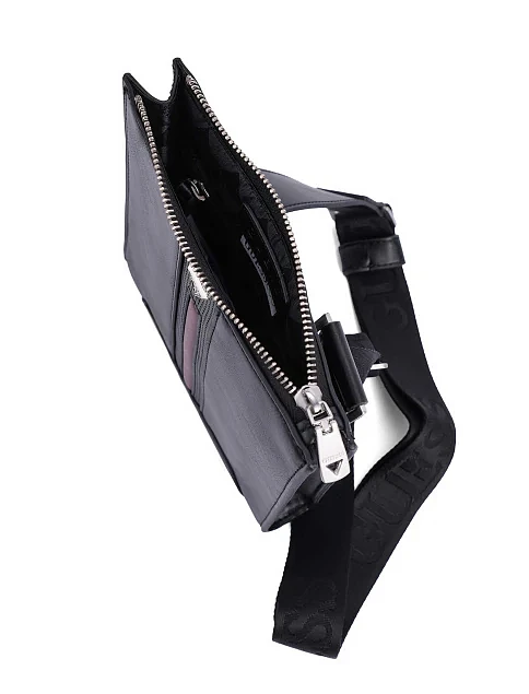 Чоловіча сумка-месенджер з екошкіри чорна - фото 5 - Miraton