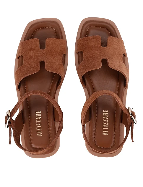 Женские сандалии велюровые бежевые - фото 2 - Miraton