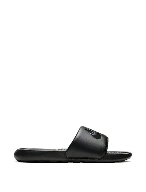 Мужские шлепанцы Nike VICTORI ONE SLIDE из экокожи черные - фото 1 - Miraton