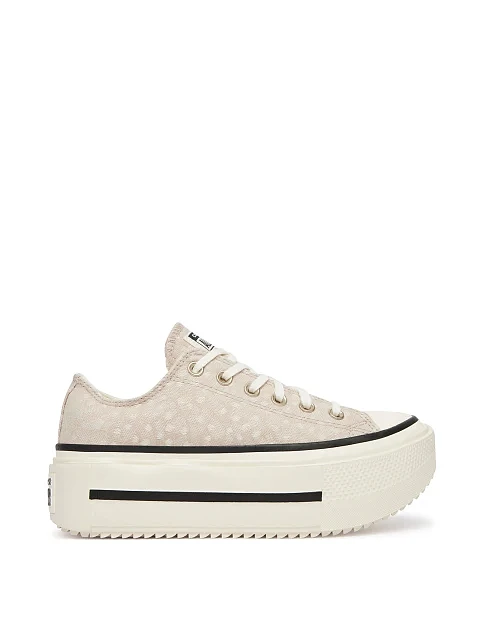 Женские кеды Converse Chuck Taylor All Star Lift Double Stack текстильные бежевые - фото 1 - Miraton