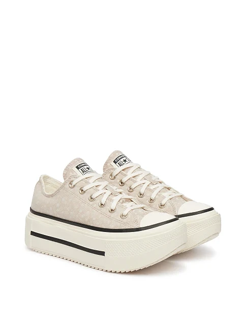 Женские кеды Converse Chuck Taylor All Star Lift Double Stack текстильные бежевые - фото 2 - Miraton