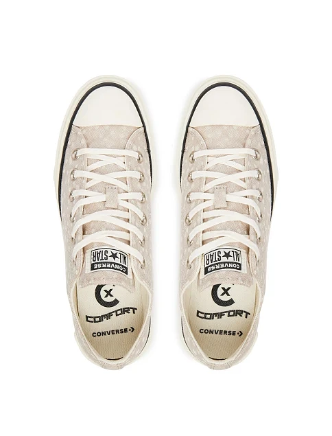 Женские кеды Converse Chuck Taylor All Star Lift Double Stack текстильные бежевые - фото 4 - Miraton