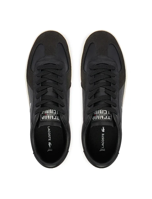 Мужские кеды Lacoste BASESHOT кожаные черные - фото 4 - Miraton