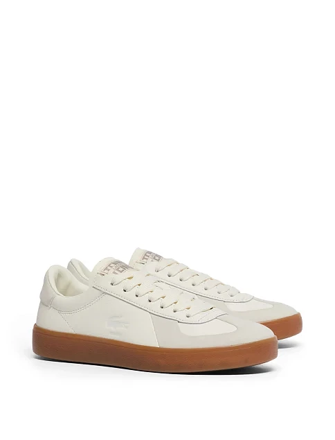 Жіночі кеди Lacoste BASESHOT шкіряні молочного кольору - фото 2 - Miraton