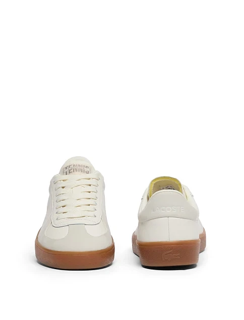 Жіночі кеди Lacoste BASESHOT шкіряні молочного кольору - фото 5 - Miraton