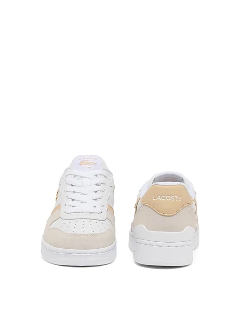 Жіночі кеди Lacoste T-CLIP шкіряні молочного кольору - фото 5 - Miraton