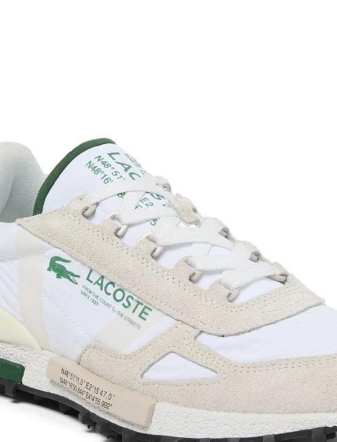 Мужские кроссовки Lacoste ELITE ACTIVE замшевые молочного цвета - фото 6 - Miraton