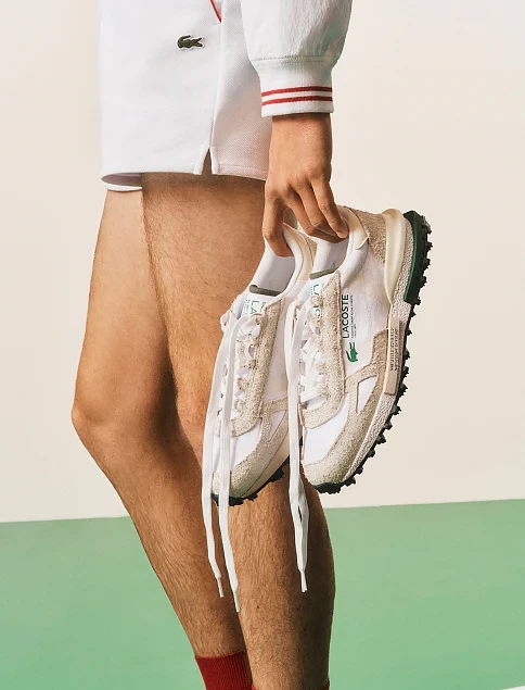 Мужские кроссовки Lacoste ELITE ACTIVE замшевые молочного цвета - фото 8 - Miraton