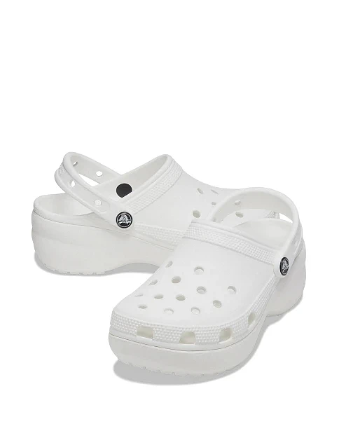 Женские сабо Crocs Classic Platform Clog резиновые белые - фото 2 - Miraton