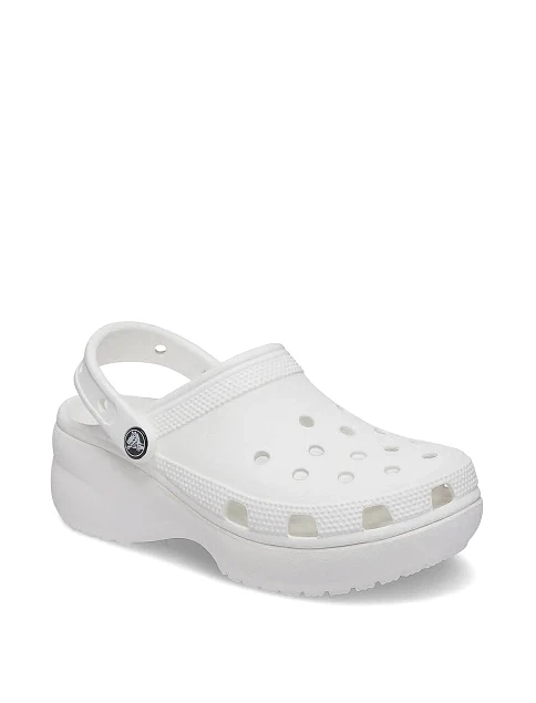 Женские сабо Crocs Classic Platform Clog резиновые белые - фото 5 - Miraton