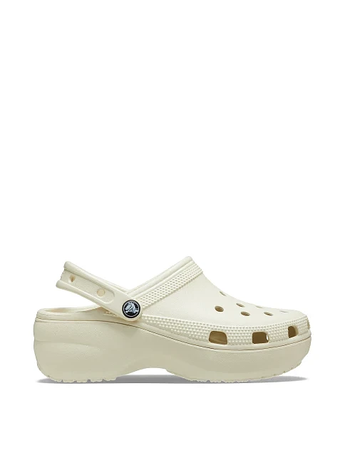 Женские сабо Crocs Classic Platform Clog резиновые молочного цвета - фото 1 - Miraton