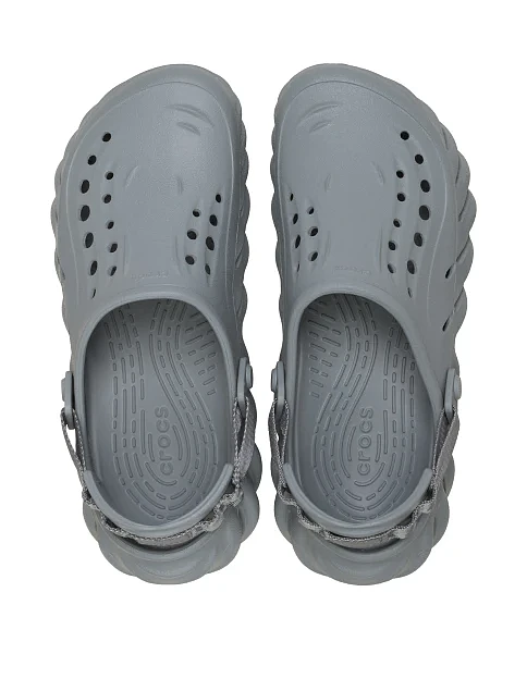 Мужские сабо Crocs Echo Clog резиновые серые - фото 3 - Miraton