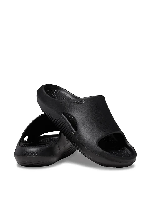 Мужские шлепанцы Crocs Mellow Slide резиновые черные - фото 3 - Miraton
